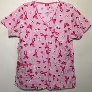 Dickies Scrub Top - Breast Cancer Ribbons - Size S
